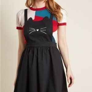 Modcloth Black Pinafore with Cat Design
